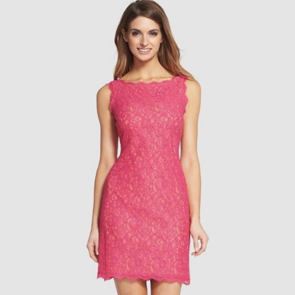 Adrianna Papell Pink Women's Lace Sheath Dress Wedding Guest | Size 16 XL